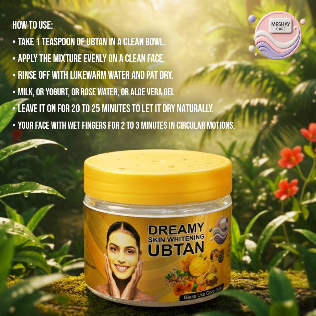 Dreamy Skin Whitening Ubtan – Glass - Like Clear Skin - Meshay Care