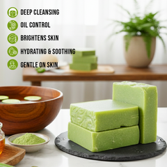 Skin Purifying Whitening Bar – French Green Clay, Cucumber, Pumpkin Seed & Honey | Deep Cleansing & Natural Glow